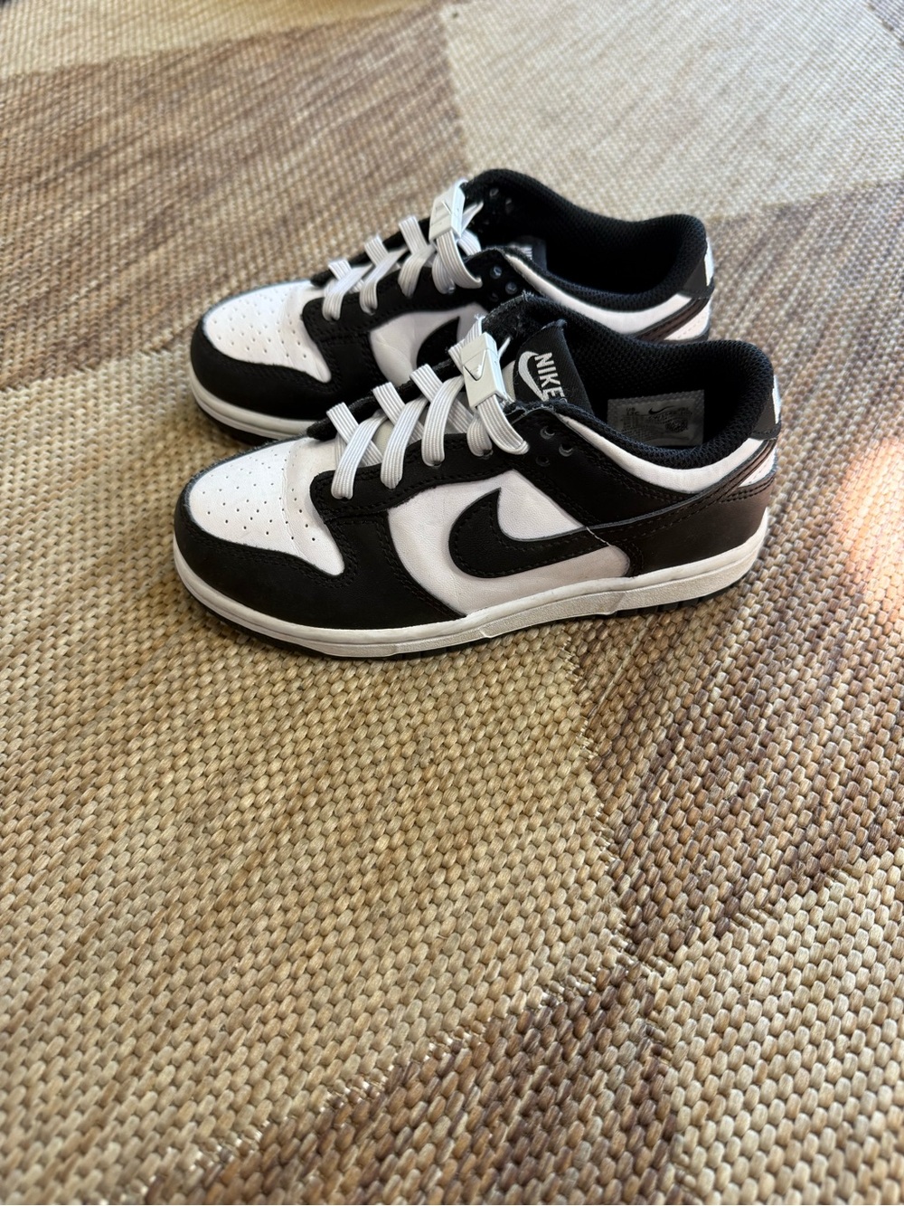 Nike Kids Black and White Low-Top Sneakers with Swoosh